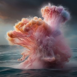  pastel-colored powder exploding in every direction