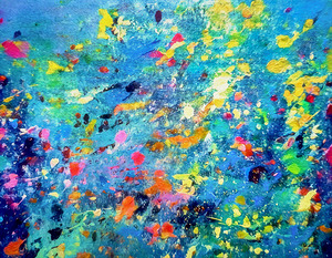 Colourful Paints Splashed on Canvas