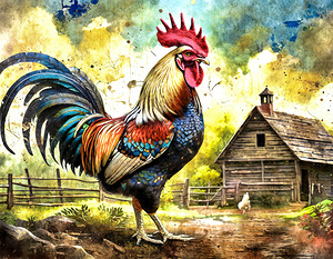 Rooster in the Barnyard