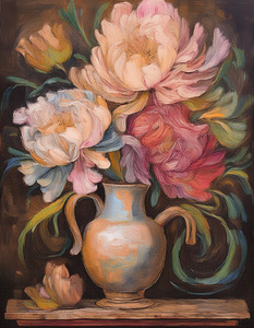 Peonies in a Dark Room