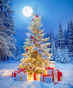 Decorated Tree in the Forest