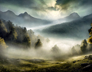 Sun Clearing the Mist in Ireland by Thea Menagh
