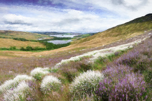 Hills of Heather Overlooking the Loch