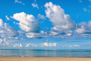 Sandy Beach with Blue Skies