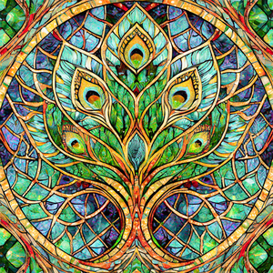 Stained Glass Peacock Feathers