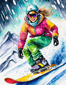 Snowboarding on a Snowy Day 