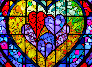Hearts in a Stained Glass Window