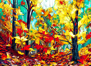 Colorful Fall Leaves in the Forest - 3