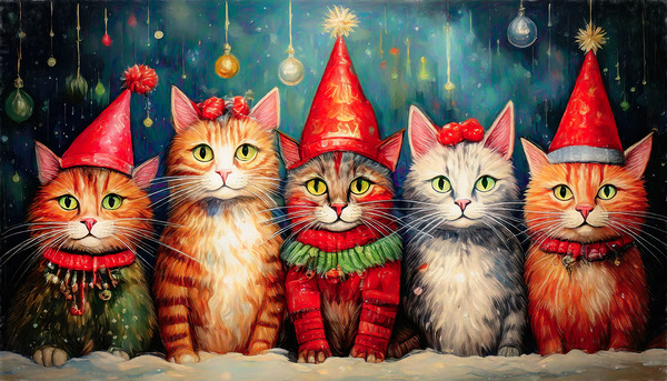 Funky Christmas Cats  Digital Download
