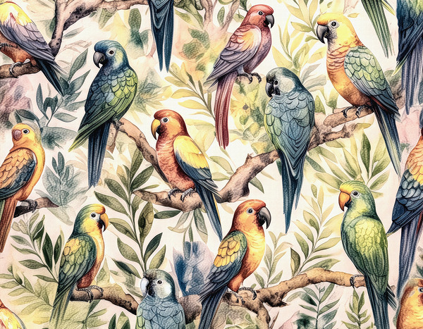 Perfect Parrots for a Mural by Thea Menagh