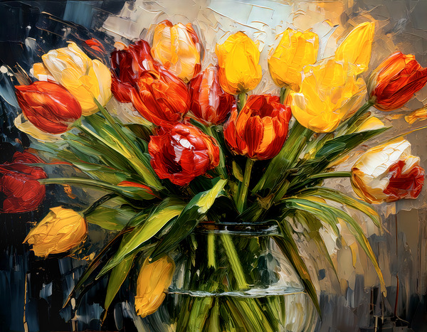 Red and Yellow Tulips Print