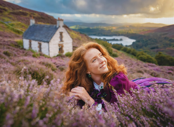 Redheaded Beauty in the Heather Print