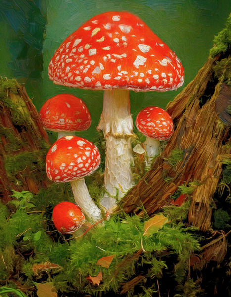 Red Spotted Toadstools by Thea Menagh