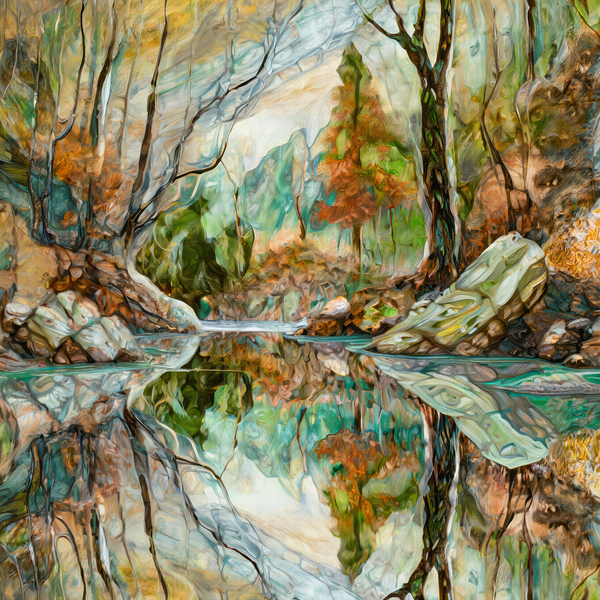 Colorful Forest and Its Reflection by Thea Menagh