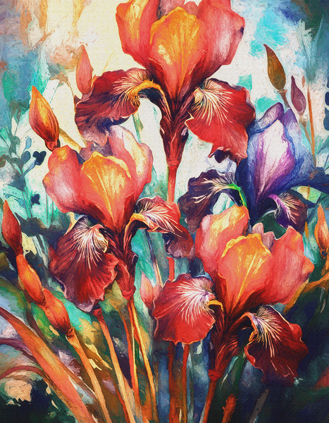 COLOURFUL IRISES Print