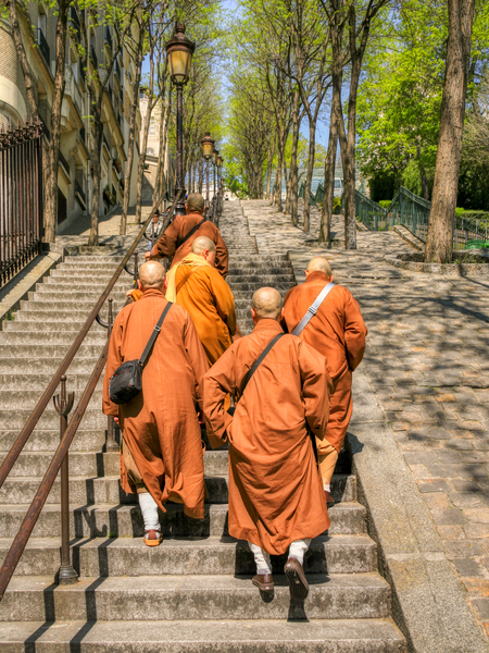 Monks Walking Up to Montmartre Print