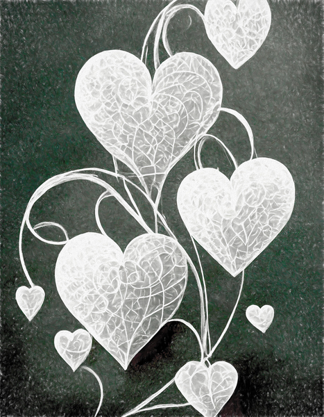 White Hearts on a String Digital Download