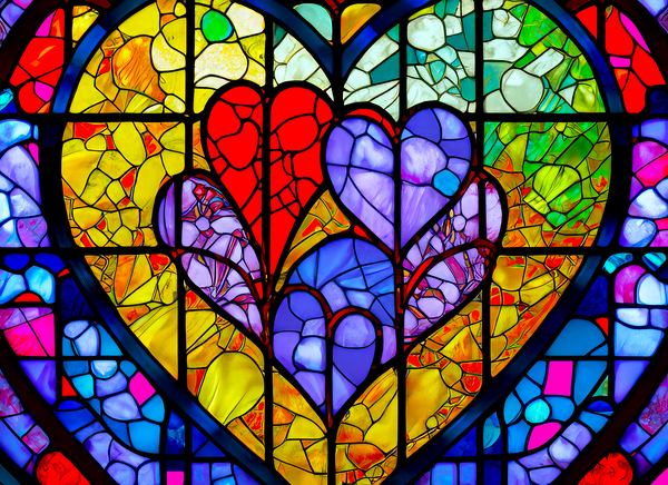 Hearts in a Stained Glass Window Digital Download