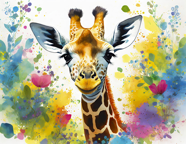 Portrait of a Happy Giraffe by Thea Menagh