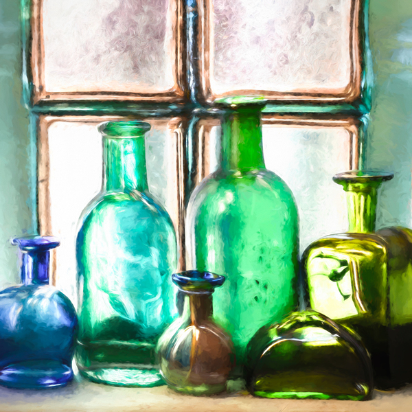 Vintage Glass Bottles Print
