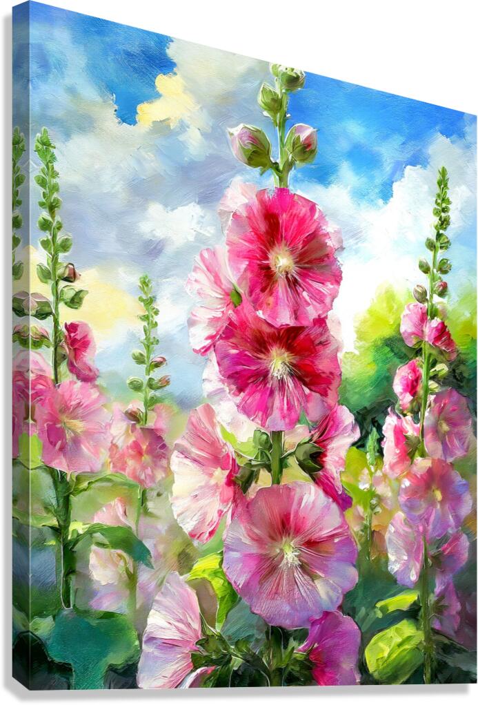 Oma Loved Her Hollyhocks Canvas Print