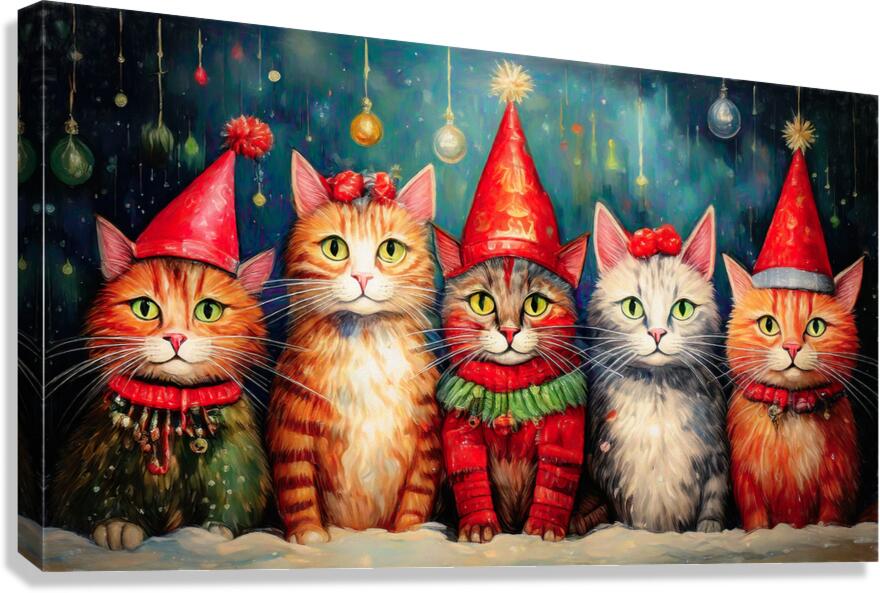 Funky Christmas Cats  Canvas Print