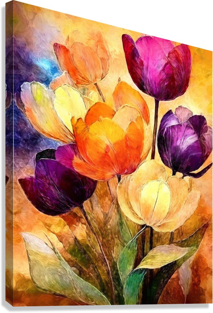 Double Rainbow Tulips Canvas Print