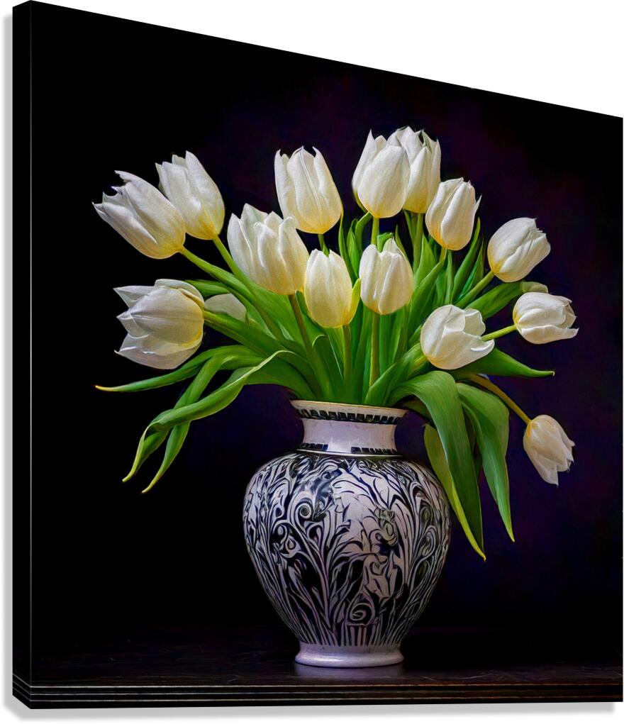 White Tulips in My Best Vase Canvas Print