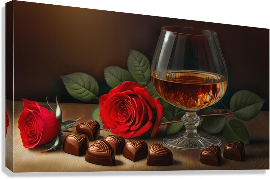 Brandy Chocolates and Roses Canvas Print