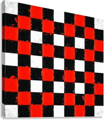 Red Black and White Checkerboard Canvas Print