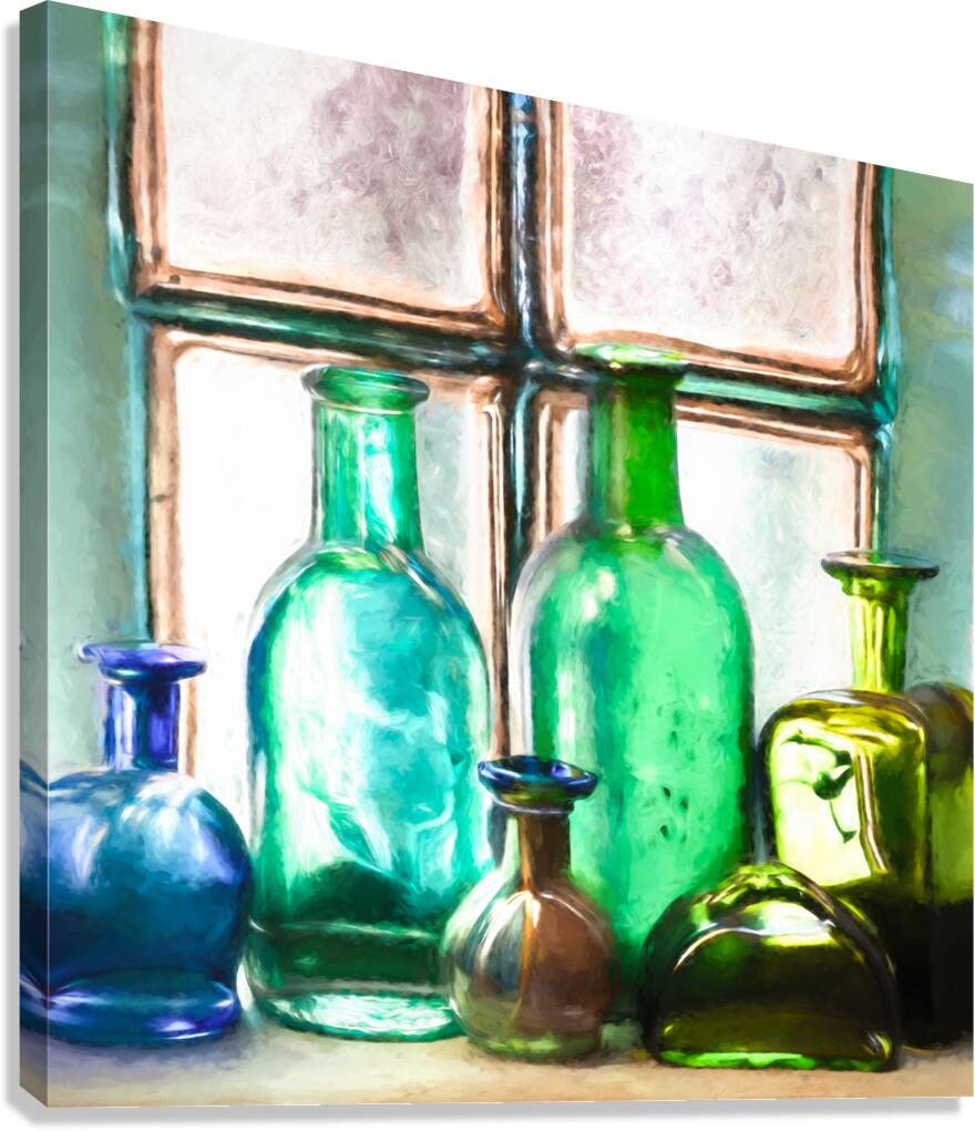Vintage Glass Bottles Canvas Print
