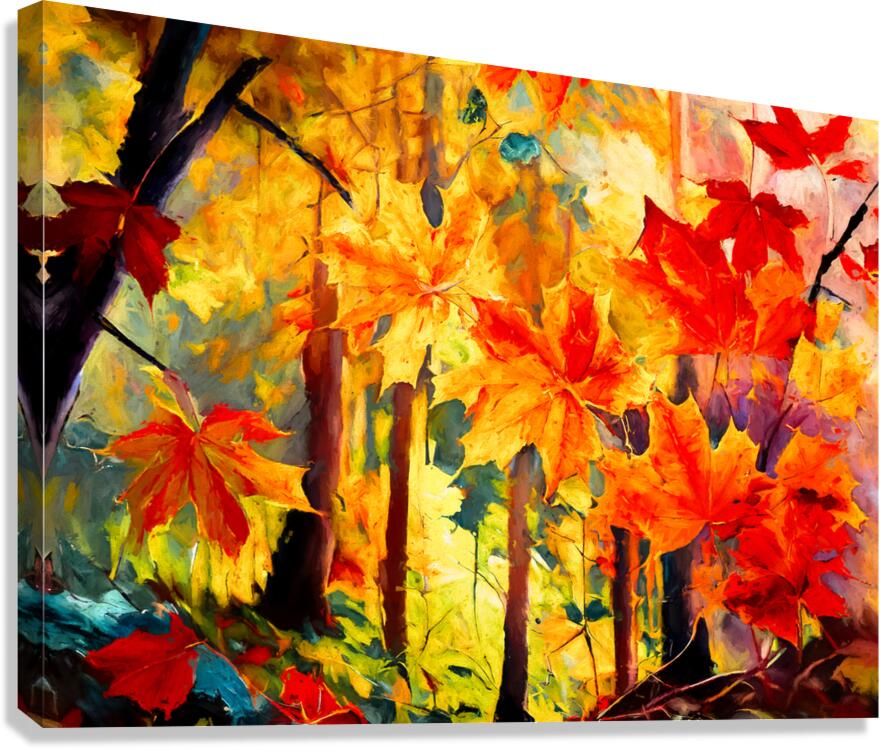 Colorful Fall Leaves in the Forest - 4 Canvas Print