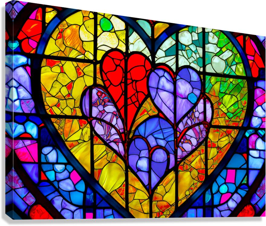 Hearts in a Stained Glass Window Canvas Print