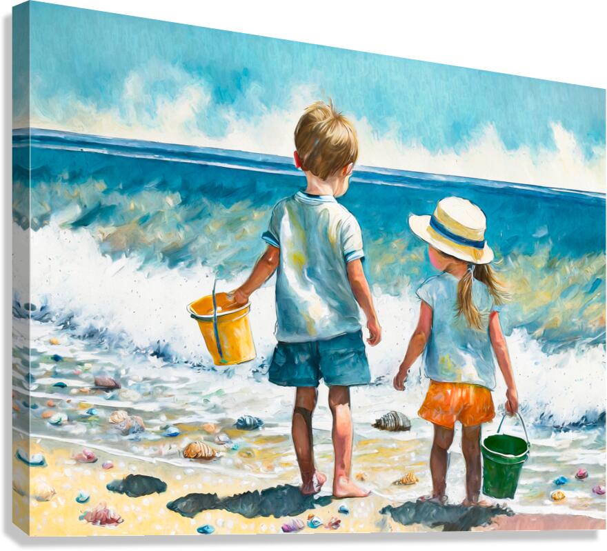 Collecting Seashells Canvas Print