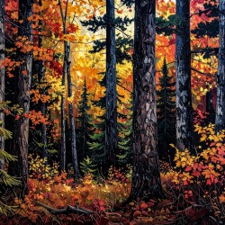 Dense Dark Fall Forest