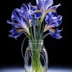 Irises in Glass Vase