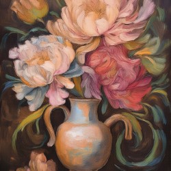 Peonies in a Dark Room