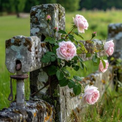 Roses on an Old Stone Fence