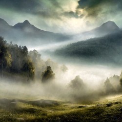 Sun Clearing the Mist in Ireland