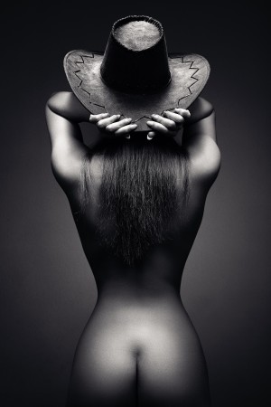 Nude woman cowboy hat 2