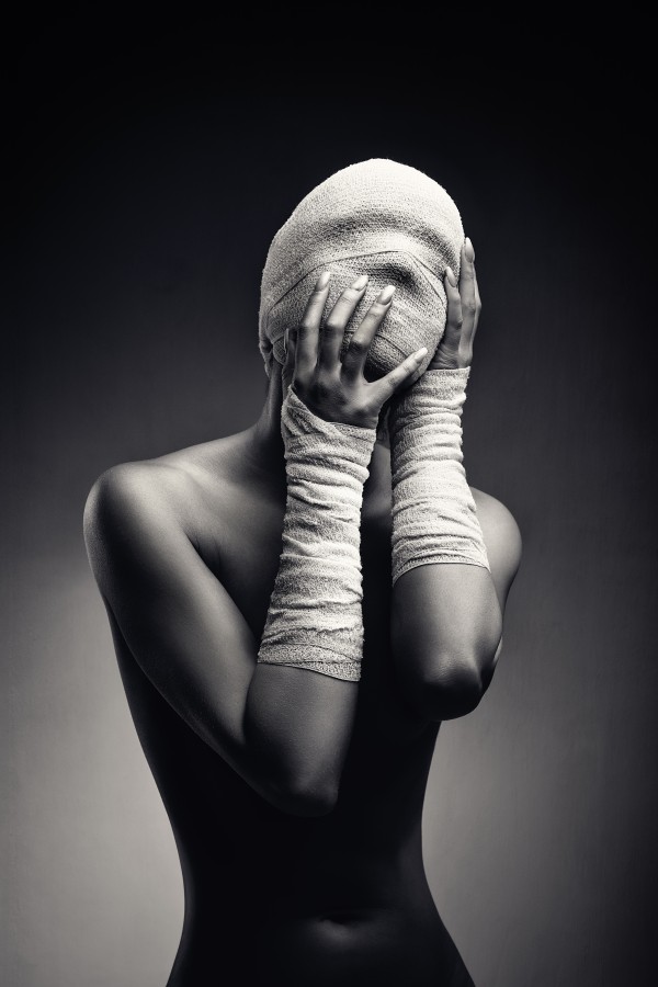 Woman in bandages by Johan Swanepoel