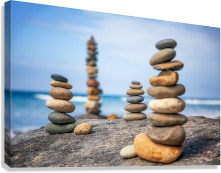 beach pebbles tower Canvas Print