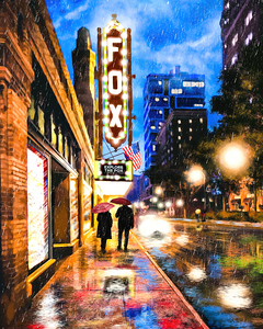 Atlanta Fox Theatre On A Rainy Night - Georgia Art