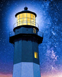 Tybee Island Lighthouse Aglow Beneath A Night Sky