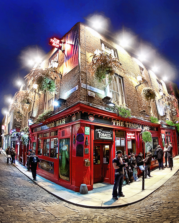 Temple Bar in Dublin On A Winter Night in Ireland Print