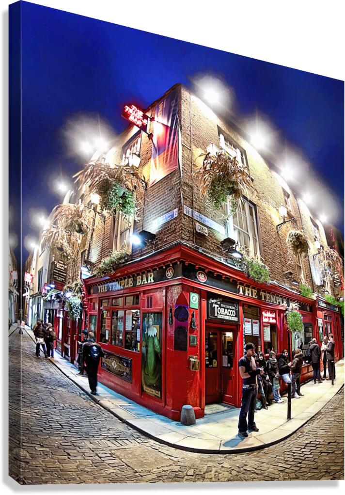 Temple Bar in Dublin On A Winter Night in Ireland Canvas Print