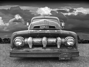 1952 Rusty Ford F-1 Black and White