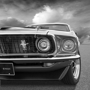 1961 Mustang Mach 1 Black and White