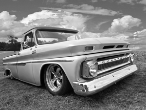 1965 Chevy C10 Truck in Black and White