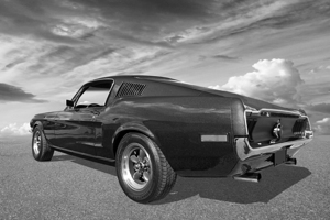 1968 Fastback Mustang Black and White